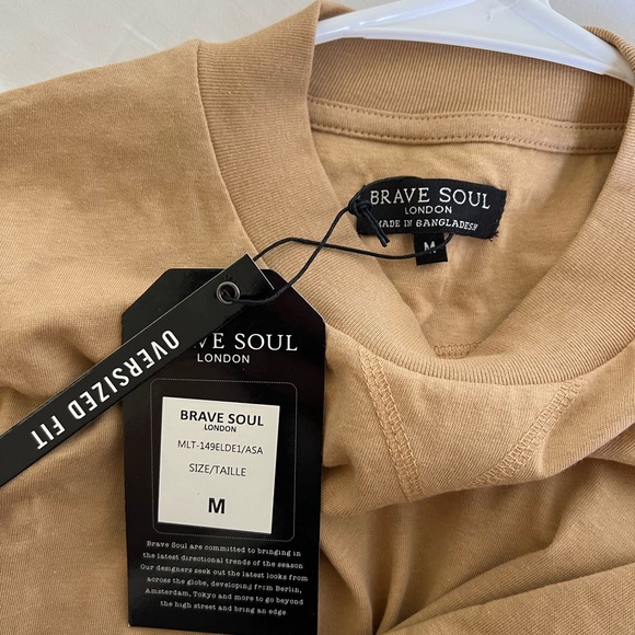 Tan BRAVE SOUL London long sleeve tee shirt men’s M - Picture 3 of 3